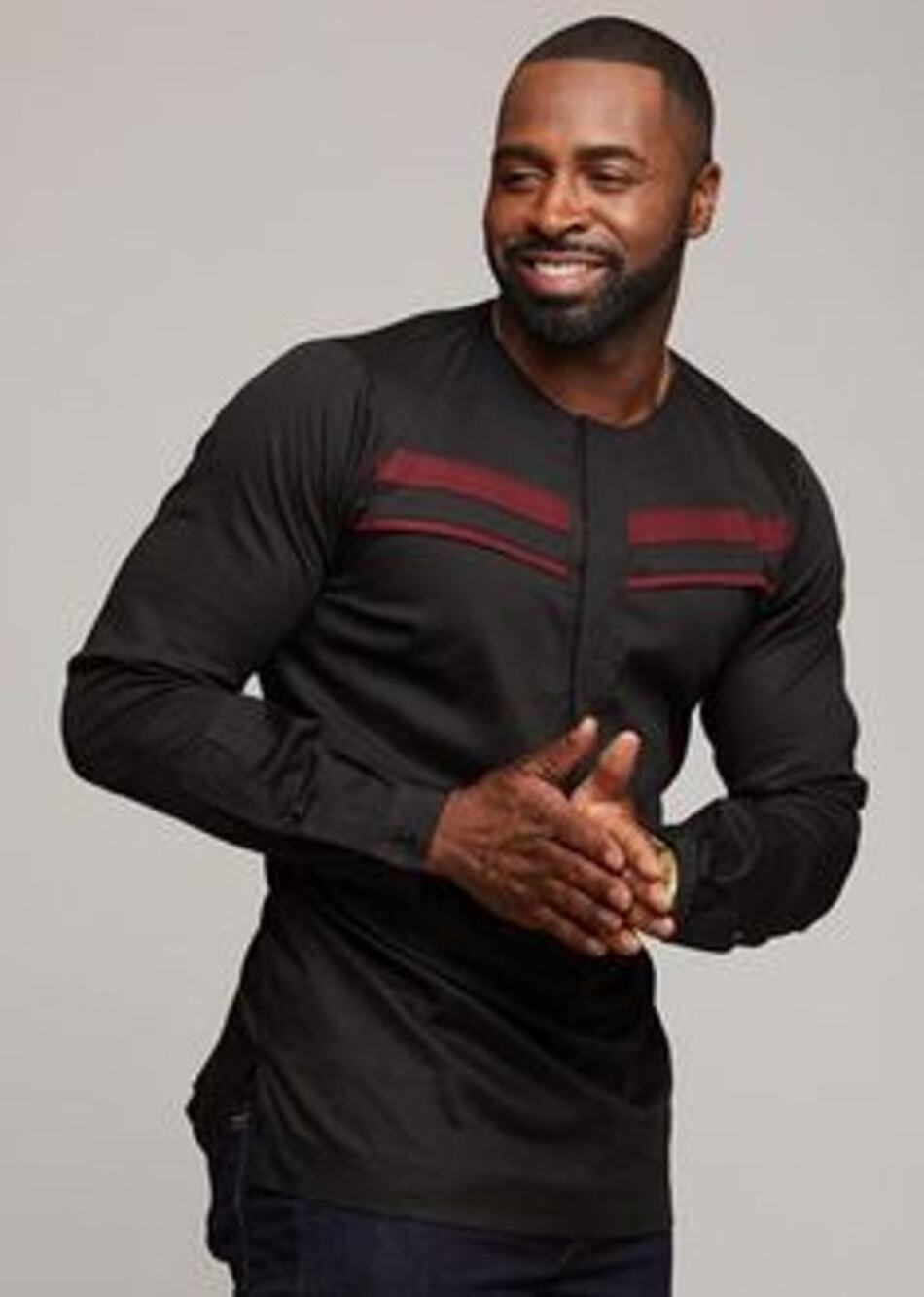D'Iyanu Black Red African Dashiki Long Sleeve Top Men's Size XL